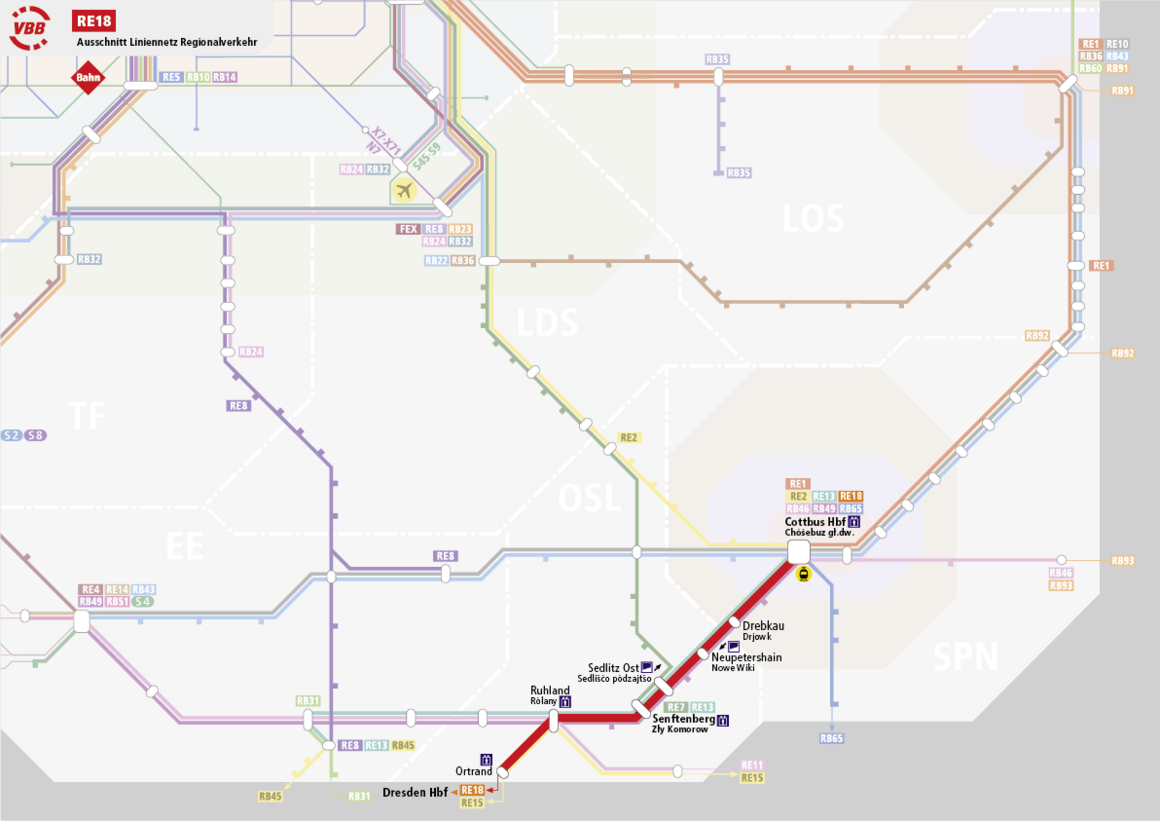 Linie RE18 Streckenverlauf Linie RE18 Streckenverlauf