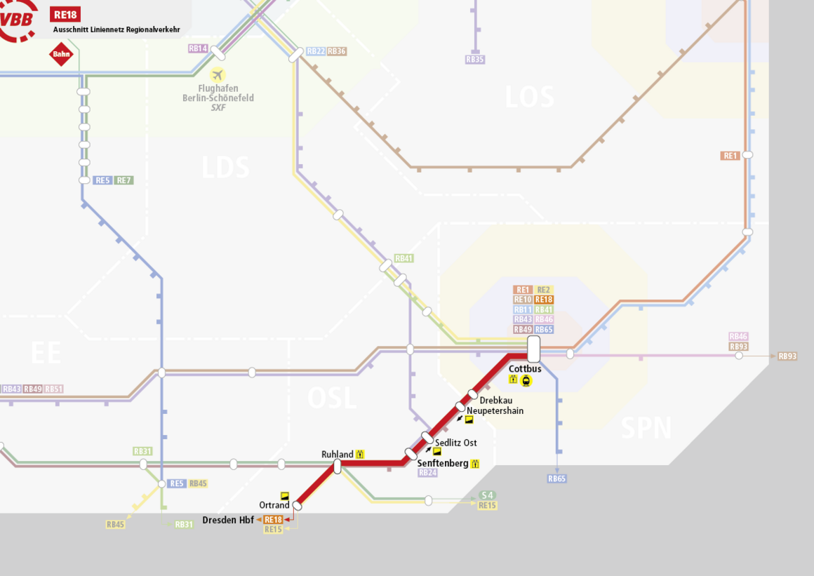 Linie RE18 Streckenverlauf Linie RE18 Streckenverlauf