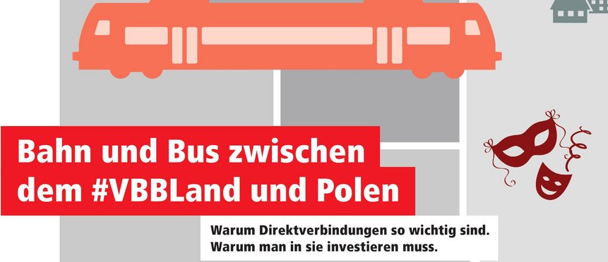 Infografik VBBLand und Polen Infografik VBBLand und Polen mit Regionalzug im Hintergrund