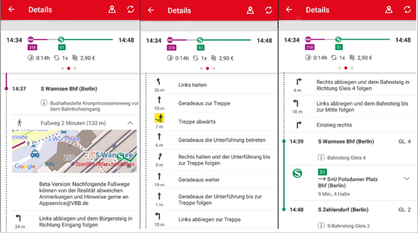 Ansicht Fahrdetails in der App 