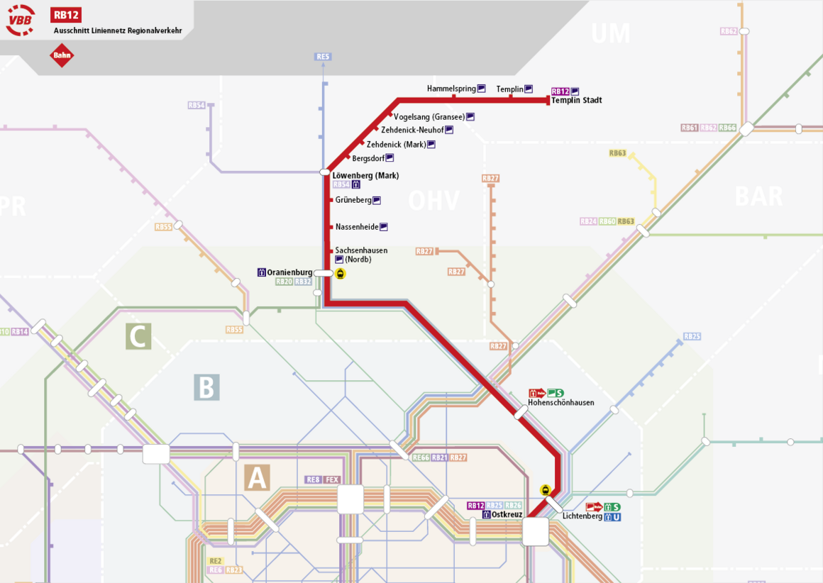 Linie RB12 Streckenverlauf