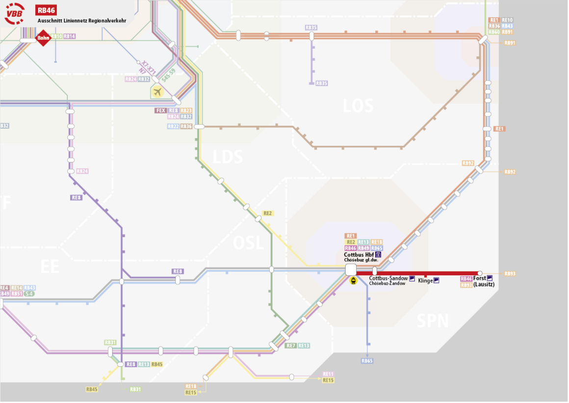 Linie RB46 Streckenverlauf