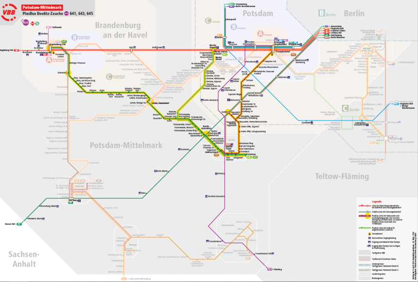 Abbildung zeigt der Linienverlauf des PlusBus Beelitz-Zauche