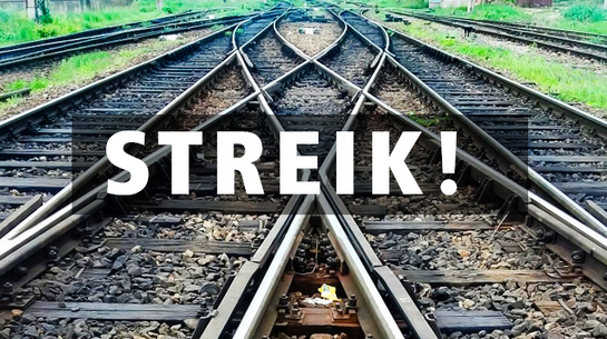 Schienen mit dem Titel "Streik!"
