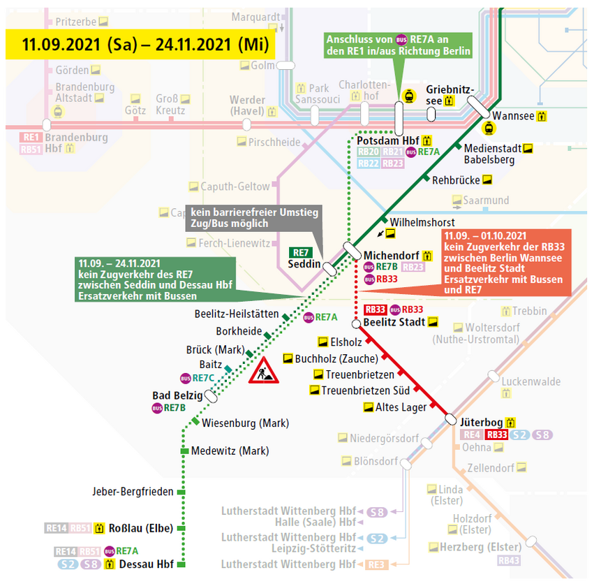 Liniennetz-Ausschnitt zur Baustelle RE7/RB33 Liniennetzausschnitt zur Baustelle RE7/RB33