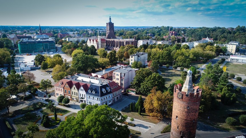 Stadtzentrum von Gubin aus der Luft fotografiert.