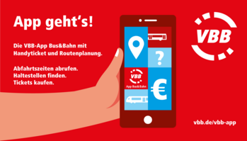 Die Grafik zeigt ein Werbemotiv für die VBB-App.