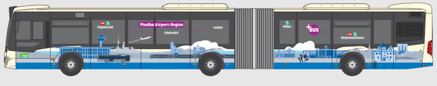 Außengestaltung des PlusBus Airport-Region