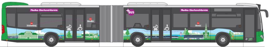 Abbildung zeigt beklebten Bus mit regionalen Motiven