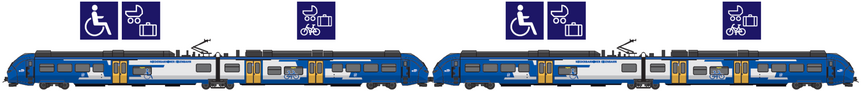 Zugskizze RB26 (Verstärkerfahrten) Die Grafik zeigt das Fahrzeug, das auf der Linie RB26 eingesetzt wird.