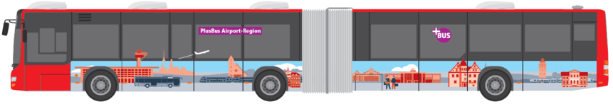 Bild zeigt beklebten Bus mit regionalen Motiven