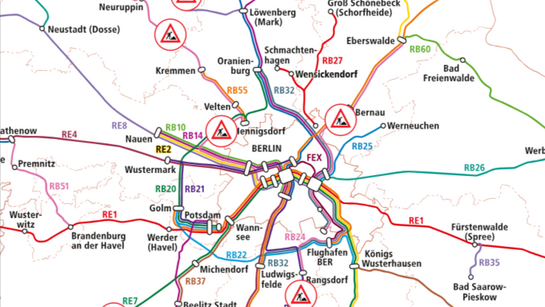 Wichtige Baustellen bei RE, RB und S-Bahn