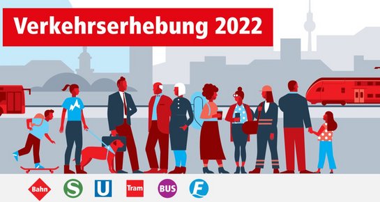 Silhouetten vieler verschiedener Menschen, von groß bis klein. Im Hintergrund eine Großstadt und Verkehrsmittel