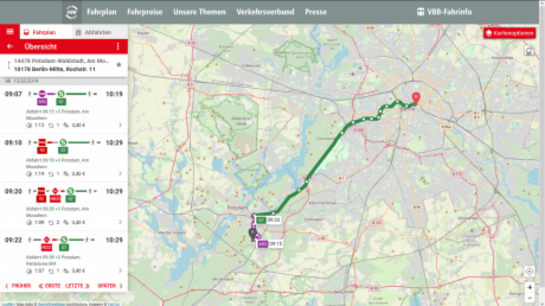 VBB-Fahrinfo jetzt mit größerer Livekarte