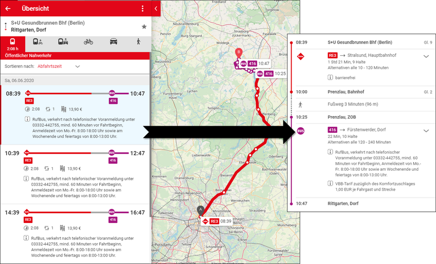 RufBus mit festem Fahrplan in der VBB-Fahrinfo RufBus mit festem Fahrplan in der VBB-Fahrinfo