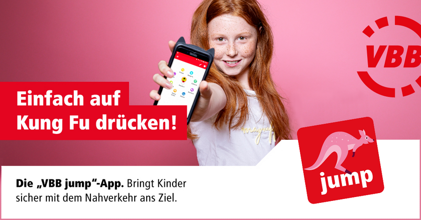 Bild Mädchen mit Handy - Jump App