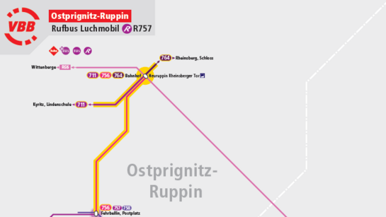 Abbildung zeigt das Bediengebiet des Rufbus Luchmobil