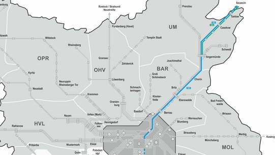 Netzkarte Netz Berlin - Stettin zum Start des Vergabeverfahrens.