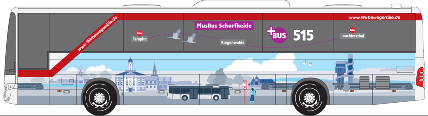 Abbildung zeigt Busbeklebung des PlusBus Schorfheide