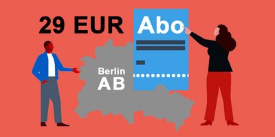 Die Grafik zeigt eine Illustration zur 29-Euro-Abo-Aktion im Tarifteilbereich Berlin AB