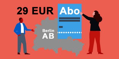 29-Euro-Abo-Aktion im Tarifteilbereich Berlin AB Die Grafik zeigt eine Illustration zur 29-Euro-Abo-Aktion im Tarifteilbereich Berlin AB