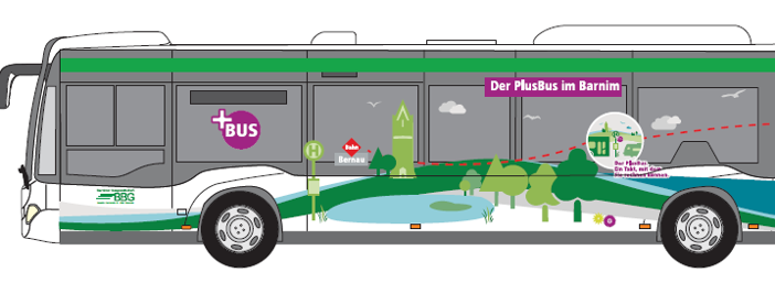 Bild zeigt die Außengestaltung des PlusBus Barnim