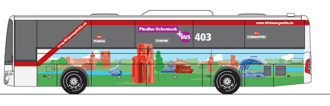 Außengestaltung des PlusBus Uckermark