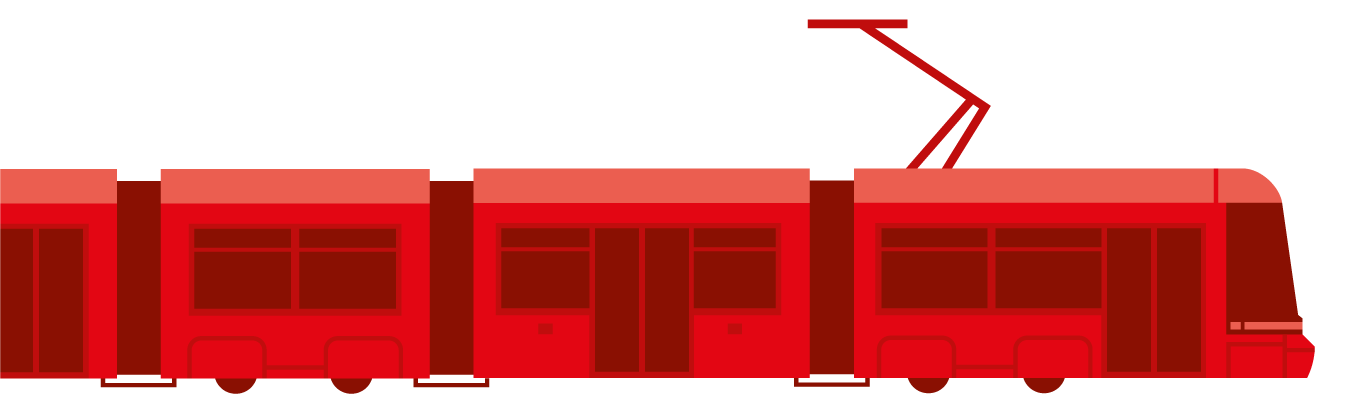 illustration tram in rot