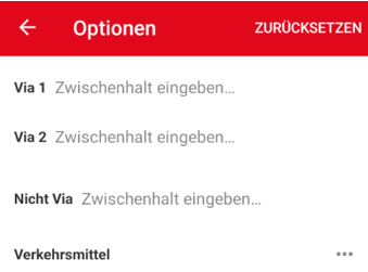 Ansicht Einstellung für "Nicht via" Bahnhöfe und Haltestellen