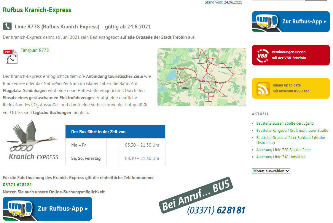 Rufbus ohne festen Fahrplan Angebotsdarstellung Rufbus ohne festen Fahrplan