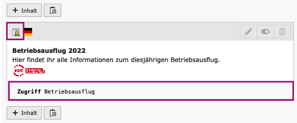 Zugriff eines Inhaltselements beschränken