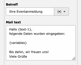 E-Mail-Finisher Felder: